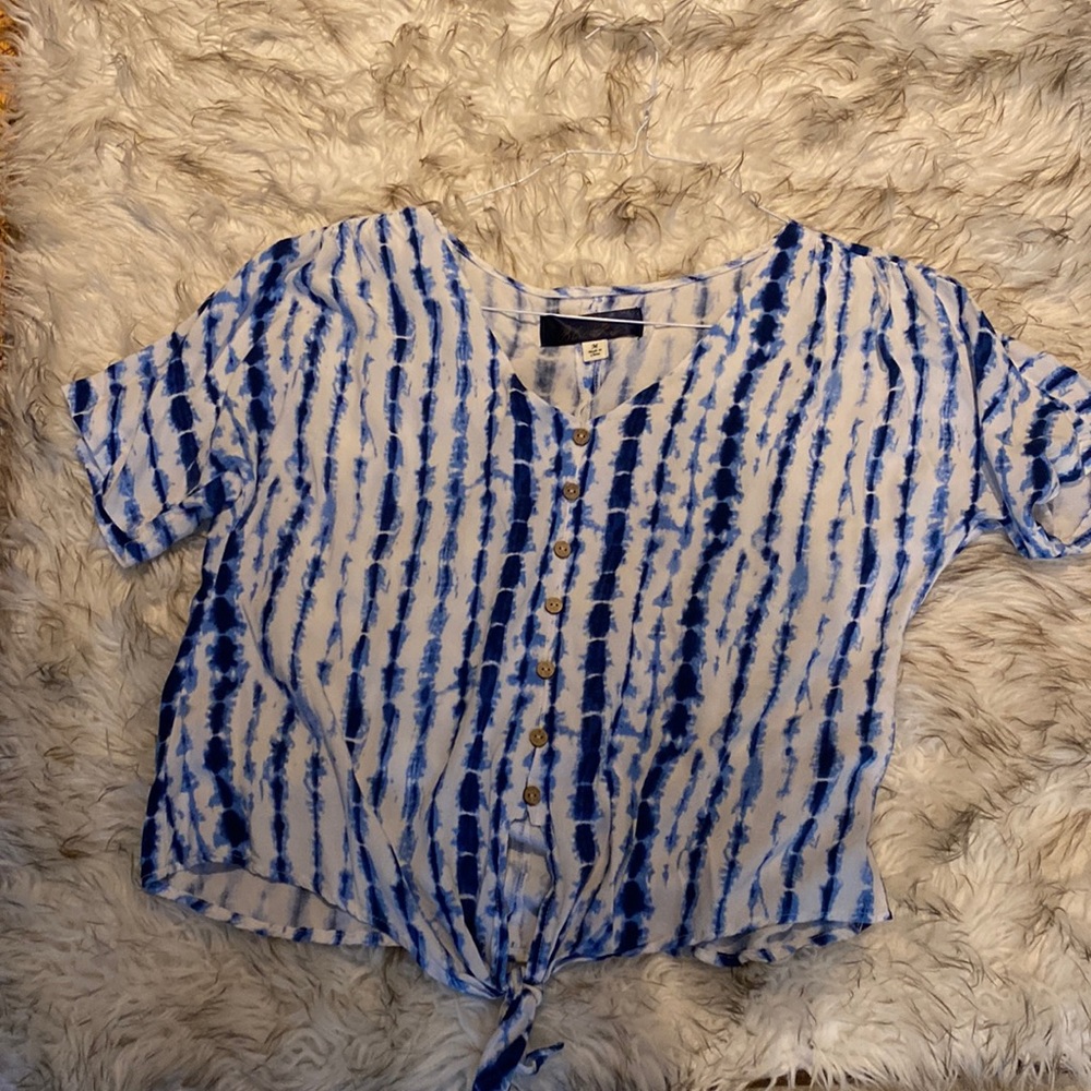 Blue Rain - Tie Dyed Top - M